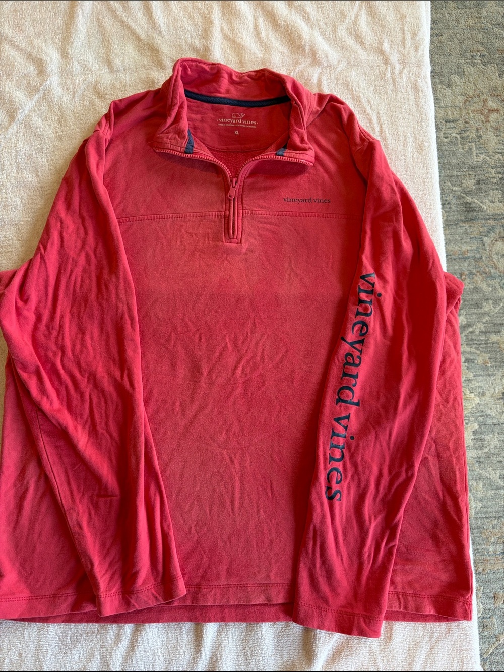 Vineyard Vines Coral Red 1/4 Zip Pullover